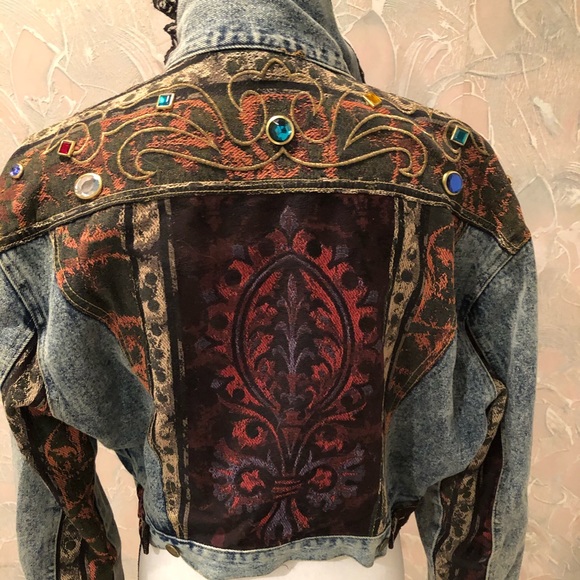 Body Blue Jackets & Blazers - Vintage cropped denim embellished juniors jacket